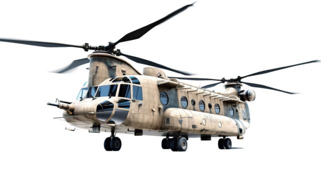 military helicopter on a transparent background