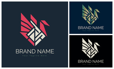 flying bird mosaic style logo template design for brand or company and other