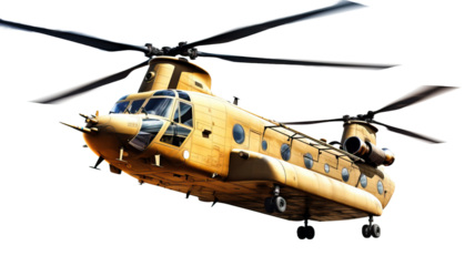 military helicopter on a transparent background