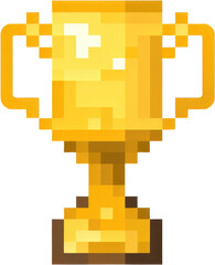 Fototapeta premium A golden trophy pixel art isolate white background