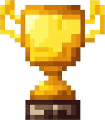 Fototapeta premium A golden trophy pixel art isolate white background