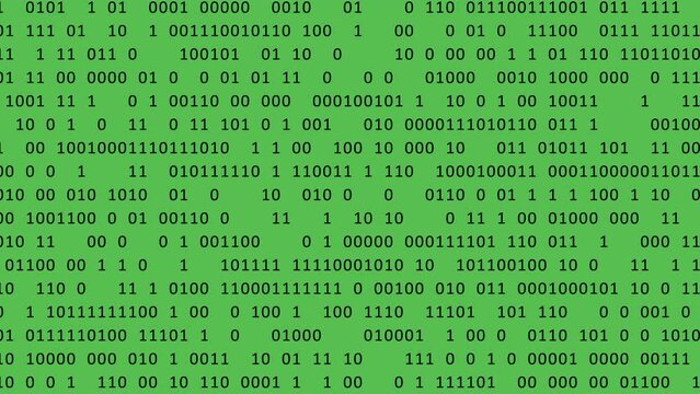 Black Data and Binary numbers animated and scrolling on a green screen.