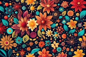 Fotobehang seamless pattern with flowers © zooriii arts