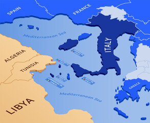 Isometric mediterrean area illustration