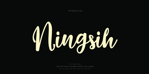 Abstract Fashion font alphabet. Minimal modern urban fonts for logo, brand etc. Typography Calligraphy typeface uppercase lowercase and number. vector illustration
