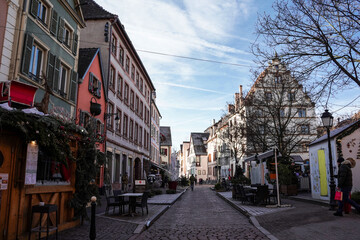 Fototapeta na wymiar Colmar, France - December 19th, 2023. Photo of Christmas decorated street of Colmar. 