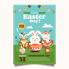 Easter poster in flat style