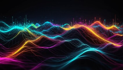 Abstract bright fluid neon digital background. Colorful dynamic wallpapers. It can be used for business, AI technologies, education, science, presentations, projects, banners, etc.