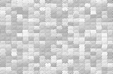 Halftone vector background. Monochrome halftone pattern. Abstract geometric dots background. Pop Art comic gradient black white texture. Design for presentation banner, poster, flyer, business card.