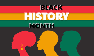 Vector illustration for celebrating African American History Month, silhouette of African woman and African man with text black history month