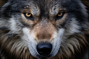 Face of wild wolf - obrazy, fototapety, plakaty