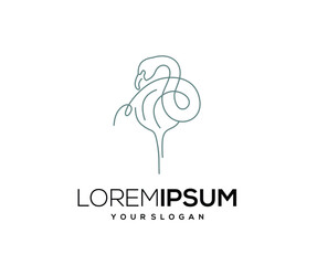 Flamingo Animal Icon  Hand Drawn Logo Design Vector