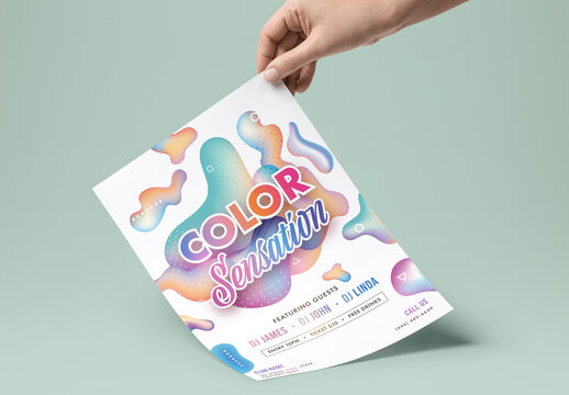 Color Sensation Template, Flyer Presentation in Abstract Gradient Fluid Art.