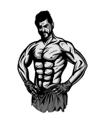 Fototapeta na wymiar Bodybuilder Fitness Gym muscular male illustration