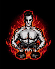 Bodybuilder Fitness Gym muscular male illustration