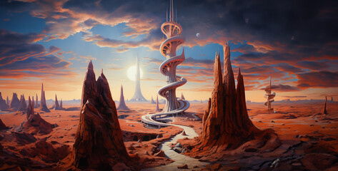 fantasy picture showing the moebius loop bright - obrazy, fototapety, plakaty