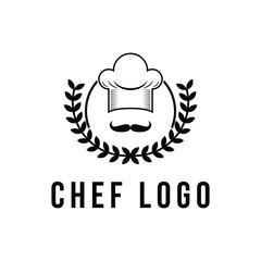 Kitchen chef hat logo design vector template