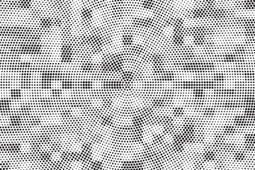Halftone vector background. Monochrome halftone pattern. Abstract geometric dots background. Pop Art comic gradient black white texture. Design for presentation banner, poster, flyer, business card.