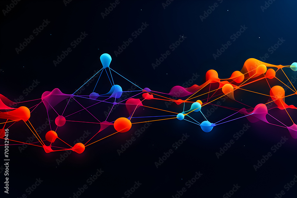 Poster 3d illustration of a science template, abstract background with a dna molecules ,generative ai