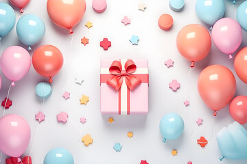 concept of birthday or congratulations, flat lay , generative ai
