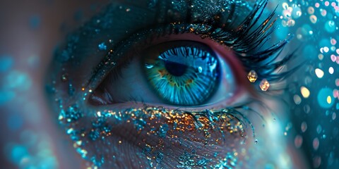 vibrant fantasy eye colorful galaxy - obrazy, fototapety, plakaty
