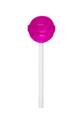 Pink lollipop on a transparent background or PNG file. Clipping path. Candy sucker on stick.