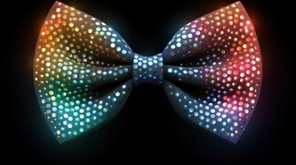 A colorful bow tie with a black background