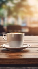A cup of fragrant coffee on a warm background picture
