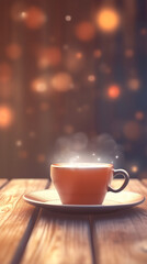 Obraz premium A cup of fragrant coffee on a warm background picture 