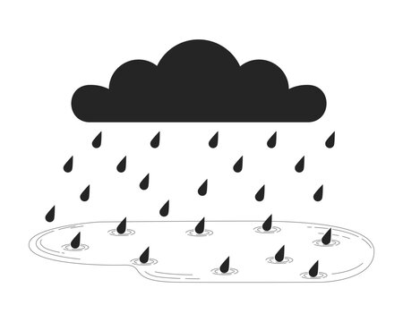 black cloud raining over puddle clip art preview