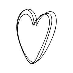 Love heart vector logo lines illustration. Black outline. Element Monoline for Valentine Day banner, poster, greeting card