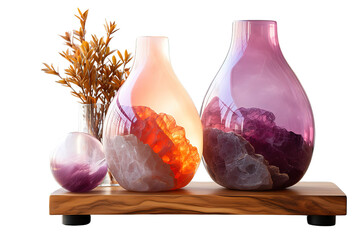 Designer-colored glass vases isolated on a Transparent background. Generative AI - obrazy, fototapety, plakaty