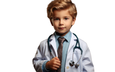 Pensive Doctor and the Young Patient On Isolated Background