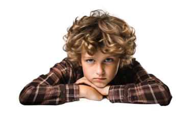 Thoughtful Boy's Academic Quest On Isolated Background