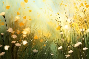 Abstract Wildflowers in a Dreamy Impressionist Landscape