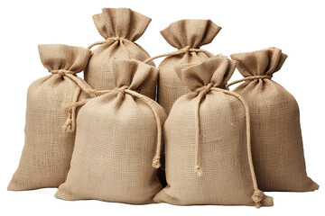 Sack bag with raw semolina on table isolated on a Transparent background. Generative AI