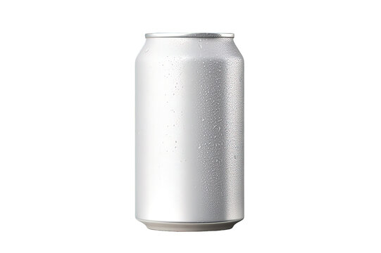 Aluminium drink can 250ml with water drops mockup template isolated on a Transparent background. Generative AI