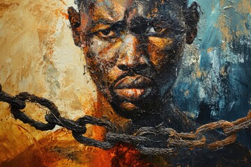 Slavery oil painting, historical memory, generated with AI