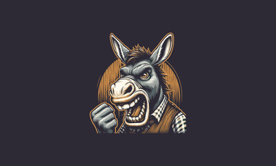 head donkey angry with lightning vector mascot design - obrazy, fototapety, plakaty