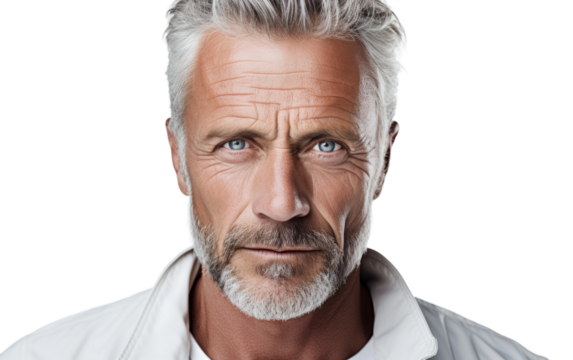 Maturity Gentle Smile On Isolated Background