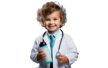 Playful Doctor in Toyland On Isolated Background