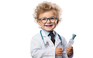 Boy's Imaginary Medical On Isolated Background