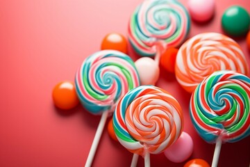 Tabletop treat a close up of a lollipop candys colorful presence