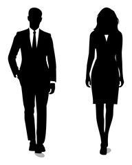 Silhouettes, People, Person, Woman, Man, Business suit, Office, Model, Body, Standing, Businesswoman, Businessman, transparent