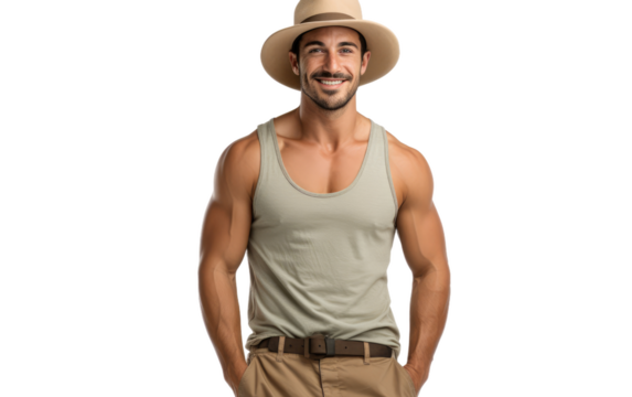 Man on the Cargo Shore On Isolated Background