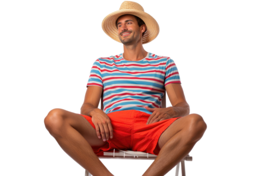 Man on Beach Day On Isolated Background