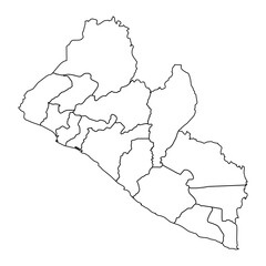 Liberia map with administrative divisions. Vector illustration.