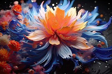 abstract fractal flower generative AI