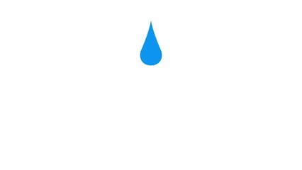 Falling drop of water. Loopable 2d animation video. Motion graphics with alpha channel.