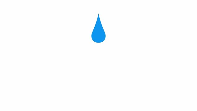 Falling drop of water. Loopable 2d animation video. Motion graphics with alpha channel.